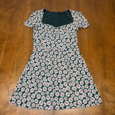 Zara Trafaluc Daisy Floral Mini Dress Women S Green Puff Sleeve Fit & Flare picture