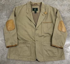 Vintage Orvis Zambezi Field Safari Jacket Sz XL Khaki Canvas Leather Elbow Patch picture