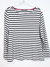 MONOPRIX FEMME BLACK WHITE STRIPE BOATNECK LONG SLEEVE T-SHIRT SZ 4/14 picture