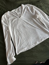 J.Crew Factory V-Neck Clip Dot Top Women’s L White NWT $69.50 CA966 Blouse picture
