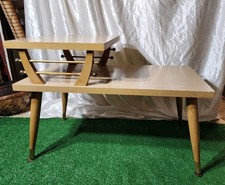 Vintage Mid-Century Modern Atomic Two-tier Step End Table Retro Side Table 1PC  picture