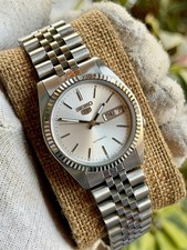 Rare Seiko 5 President SNXJ89 Automatic 7009-3110 Day Date Silver Dial Watch 36m picture