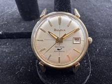 1969 Bulova Sea King Automatic Whale Dial Date Mens Watch M9 Runs 10K RGP picture