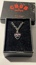 CBGB & OMFUG Guitar Pick Pendant Necklace Punk Rock NYC w/ Box picture