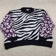 Terra & Sky Mixed Animal Print Sweater Womens Plus 4X Zebra Purple Leopard picture