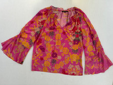 Kobi Halperin Pink Silk Floral Print Jenna Blouse Size Medium Excellent Cond picture