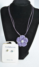 CROFT & BARROW Purple Flower Necklace and Earring Set Nickel Free NWT 14