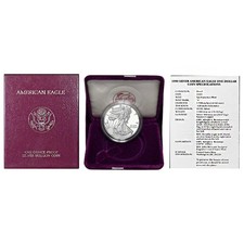 1990-S Proof $1 American Silver Eagle Box, OGP & COA picture