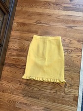 New Ann Taylor Petite Mustard Yellow Ruffle Hem Pencil Skirt 00P Business Casual picture
