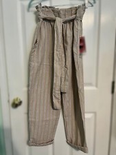 Cisono linen collection striped paper bags pants size M picture