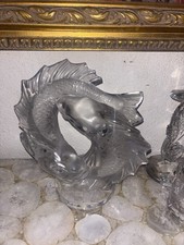 Lalique Crystal Large 11” Double Fish Deux Poisson Sculpture Signed France picture