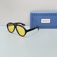 Gucci GG0479S Aviator Sunglasses Black Frame Yellow Lens Unisex New picture