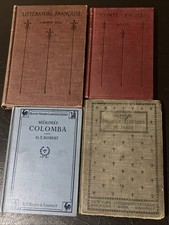 4 Antique French Books Lot Hardback Collection Decorative Vintage Library France picture