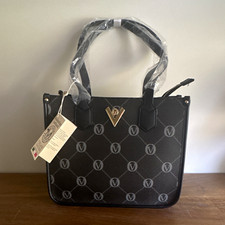 Valentino Black Logo Tote Top Handle Zip Bag w/ Detachable Adjustable Strap picture