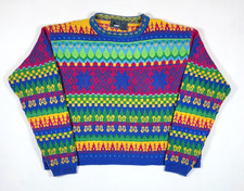 VTG 80/90's Lizwear Multi-Color Chunky Knit Crewneck Sweater - M picture
