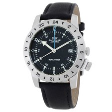 Glycine Airman Vintage GMT Quartz Black Dial Men's Watch GL1048 picture