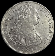 Mexico Spanish Colonial 8 Reales Carol Carolus IIII 1804 Mo TH Sharp Detail picture
