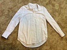 Gap Women's Button Down Shirt Size XS White Linen Blend Long Sleeve w/Pocket picture