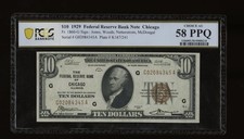 DBR 1929 $10 FRBN Chicago Fr. 1860-G PCGS-B 58 PPQ Serial G02084345A picture