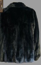 Vintage Saga Mink Fur Coat Genuine Ranched Mink Dark Fur Coat Womens Size 14  picture