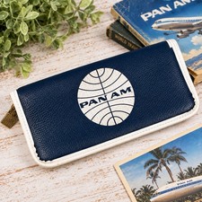 VTG 1970s Pan Am Purser Wallet Flight Attendant Airline Crew Aviation Navy White picture