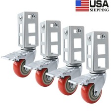 4 Pack Rolling Storage Rack Caster Wheels Heavy Duty 3Inch Chrome Locking Castor picture