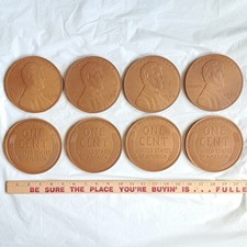 Lot of 8 Vintage Penny Pitch Game: Giant 1909-S One Cent Wheat Pennies VDB Coins picture