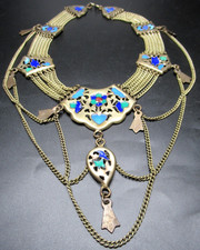 Gorgeous 1930's French Byzantine Poured Glass Necklace picture