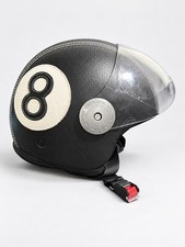 Andrea Cardone Italy Vintage Leather Open Face Motorcycle Helmet #8 Visor picture