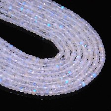 AAA Natural Flashy Rainbow Moonstone Faceted Rondelle Gemstone Beads 12'' Strand picture