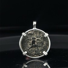 Genuine Ancient Greek Owl And Athena Coin In Sterling Silver Pendant picture