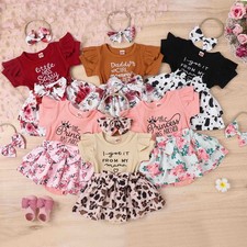 Newborn Baby Girls Floral Romper Jumpsuit Headband Clothes Bodysuit Outfits Set picture