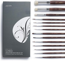 ARTIFY 14Pcs Miniature Paint Brushes, Mini Detail Paint Brushes with Goat Hair D picture