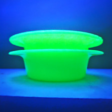 Jadeite Mckee Uranium Glass Green Laurel pattern Chips Set of Two picture