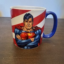 Vintage 2001 Superman Warner Bros Store Mug Patriotic Stars Stripes DC Y2K VTG picture