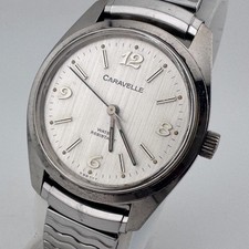 Vintage Caravelle-Bulova Hand-Winding Mechanical Watch S8877T Men Silver Stretch picture
