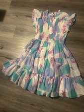 Women’s Floral Smocked Casual Dress in Aqua, Lilac & Pink picture