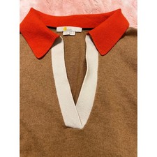 Boden Women’s US 6 Colorblock Rugby Polo Sweater Brown Orange Cream Black picture