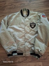 Vintage Starter Pro Line NFL Oakland Raiders Silver Satin Jacket Size XL picture