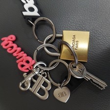 Balenciaga Lock & Key Bag Charm Black White Pink picture