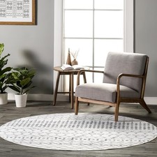 NULOOM 6' ROUND SPINCLEAN MACHINE WASHABLE STAIN-RESISTANT AREA RUG WITH - GRAY picture