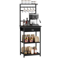 YMYNY 5 Tier Coffee Bar Station, Coffee Stand Fabric Drawers, 8 S-Shaped Hooks picture