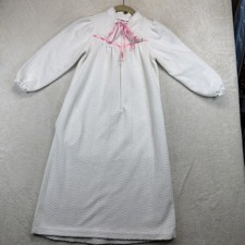 Vintage Cassie Girls 6 White Pink Ribbon Lace Long Sleeve Nightgown Prairie Gown picture