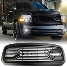 Matte Black Racing Grille Bumper Grille For Dodge RAM 1500 2013-2018 W/Letters picture