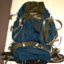 JanSport Klamath II Hiking Backpack Blue/Green with Hip Belt picture