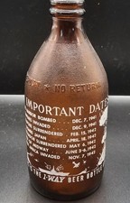 1947 WWII Important Dates 1-Way Beer Bottle Owens Illinois Duraglas RARE picture