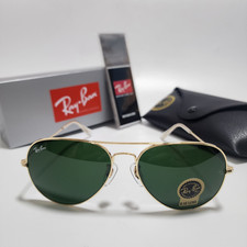 Ray-Ban RB3025 Aviator Sunglasses Gold Frame  Green Glass Lens 58mm USA Shipping picture