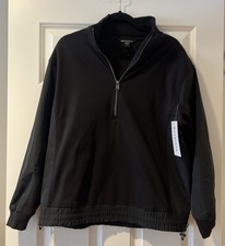 Athleta Triumph Hybrid Half Zip Sweatshirt Women’s Medium Black NWT $129 picture