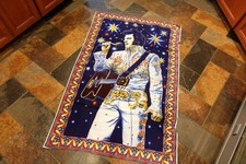 Vintage Elvis Presley Large COTTON Velour Wall Hanging  Starry Stage & GUITAR #1 picture