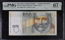 Slovakia 500 Korun 2000 Pick 38 PMG 67 EPQ Superb Gem UNC Commemorative picture